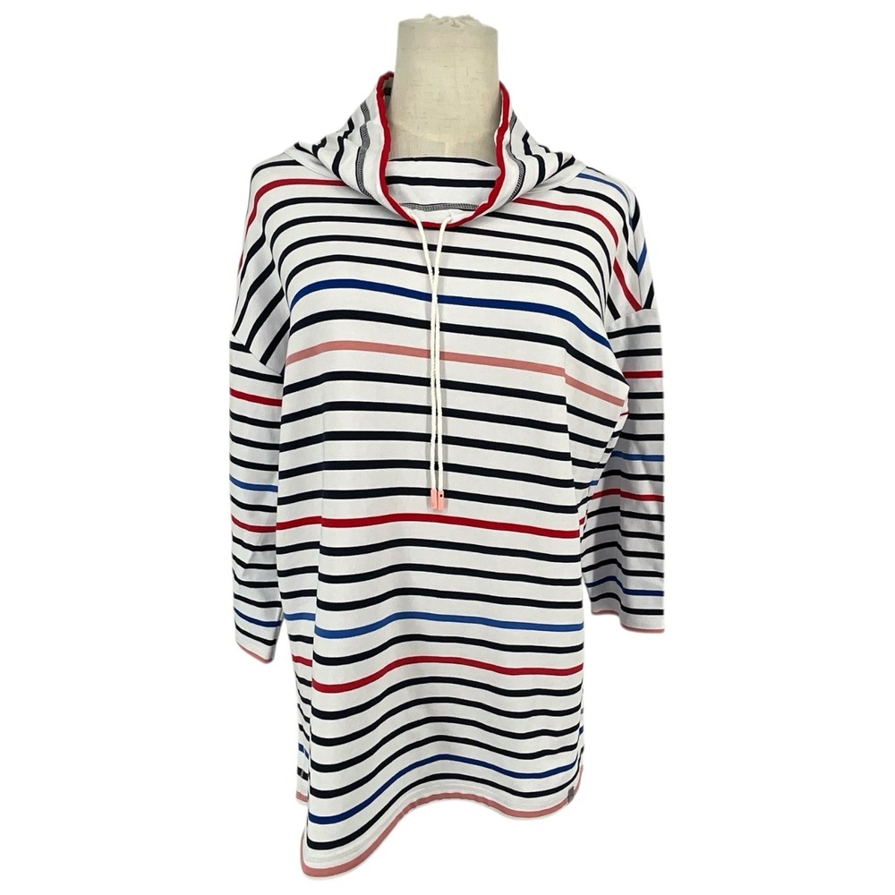NWT Talbots PL Striped Cowl Neck Long‎ Sleeve Tunic Top Multicolor Nautical Lux